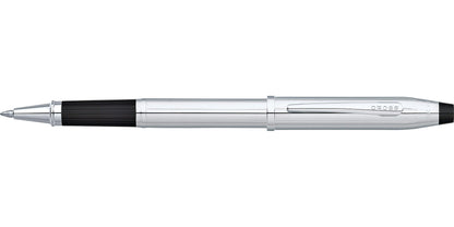Century II lustrous chrome rollerball pen by A.T. Cross with black grip and silver clip on Tampa Home & Garden Store