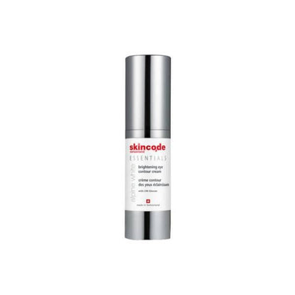 Eye contour cream by Skincode Essentials brightening bottle with silver cap on Tampa Home & Garden Store