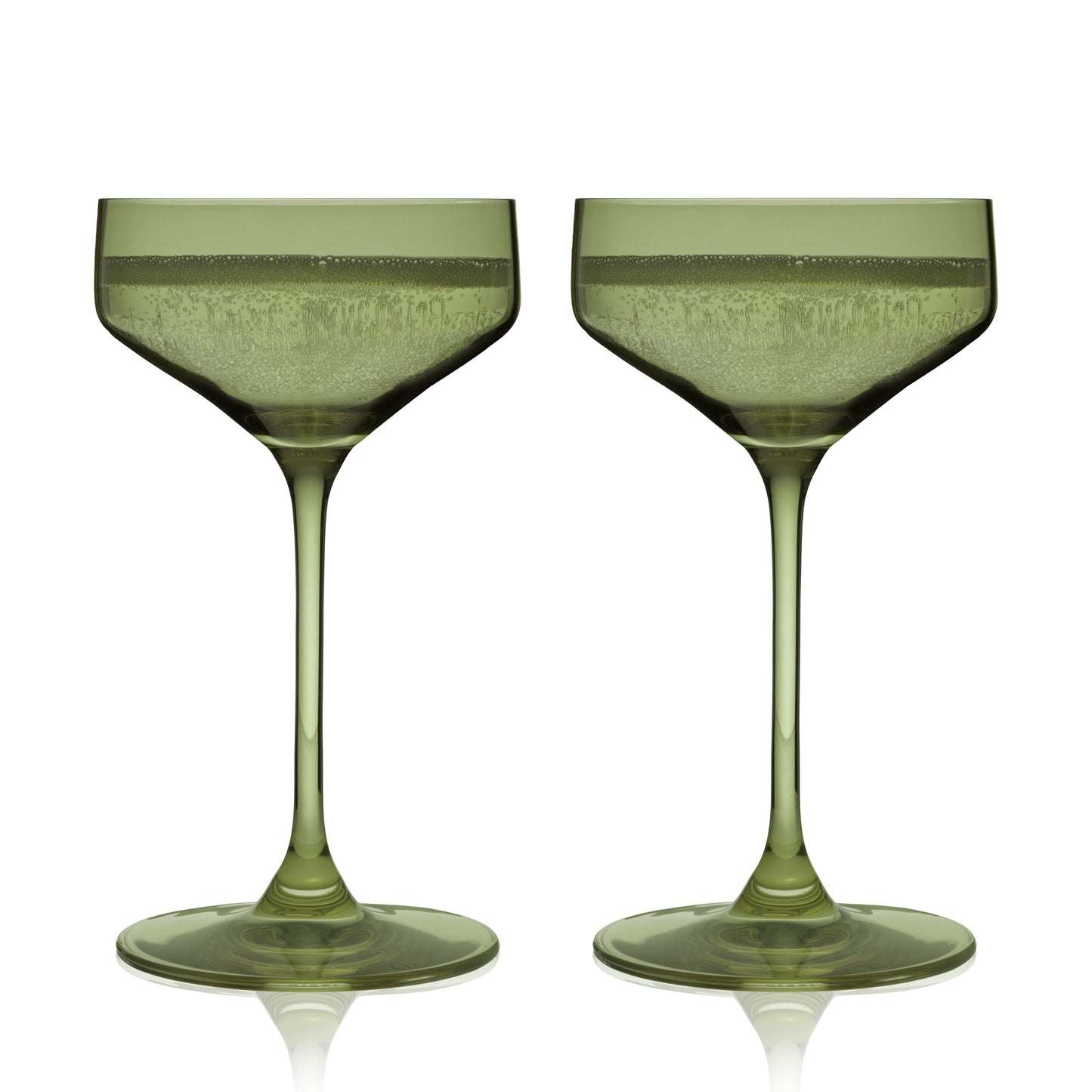 European Sage Crystal Coupe Glasses Set of Two