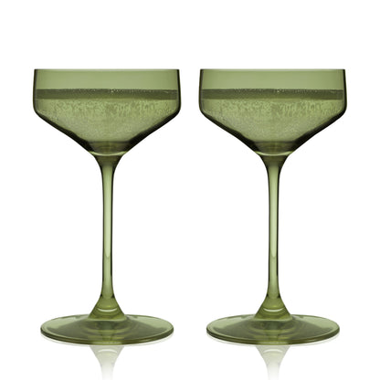 European Sage Crystal Coupe Glasses Set of Two