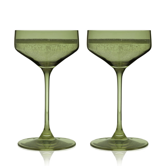European Sage Crystal Coupe Glasses Set of Two