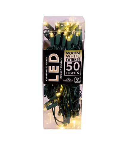 Ensemble de 50 LED blanc chaud scintillantes de 5 mm avec fil vert