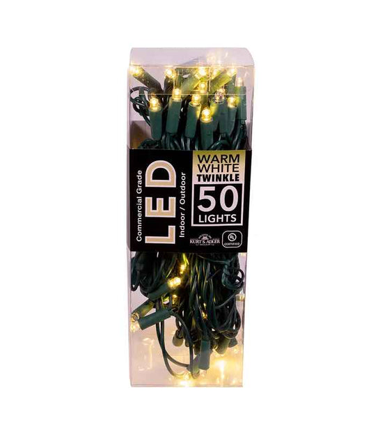 Ensemble de 50 LED blanc chaud scintillantes de 5 mm avec fil vert