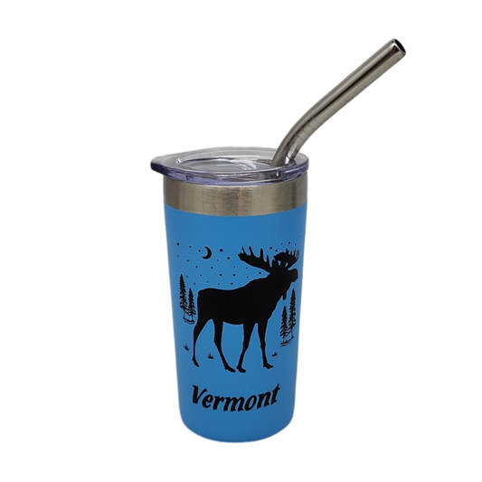 Verre à shooter Vermont Moose en acier inoxydable de 57 ml (2 oz) - Bleu