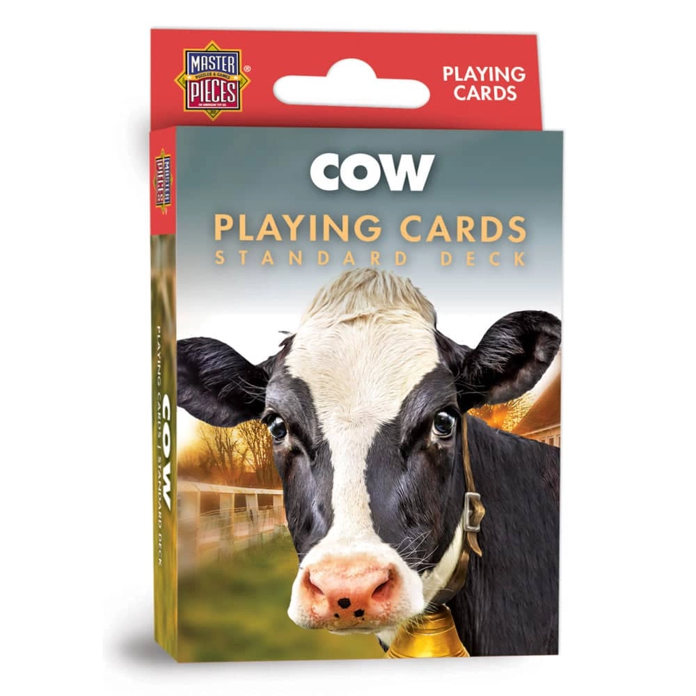 Cow Playing Cards 54-card deck featuring a closeup cow on the cover, Master Pieces brand on Tampa Home & Garden Store