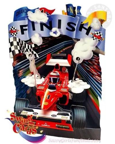 Race Car Swing Card by Santoro 3D Moving Parts, red racing car greeting card on Tampa Home & Garden Store