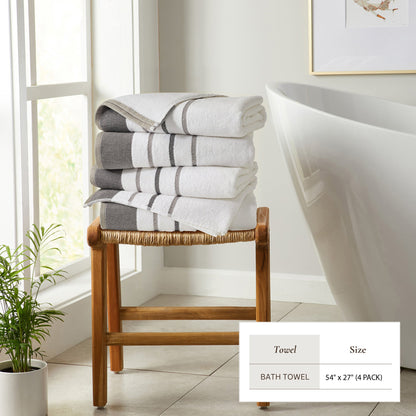 Soft Cotton Bath Towel Set and Stripe Detail