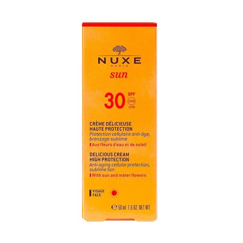 NUXE sun cream for face SPF30 box with orange packaging, 50 ml, anti-aging high protection on Tampa Home & Garden Store