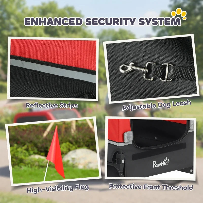 Dog bike trailer for small and medium dogs, red and black, universal coupler, flip-down ramp on Tampa Home & Garden Store