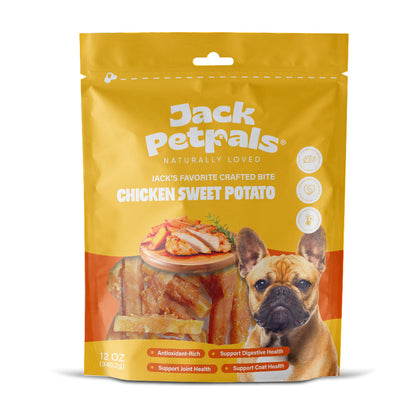 Premios para perros Jack PetPals Crafted Bite de pollo y batata (340 g)