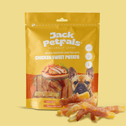 Premios para perros Jack PetPals Crafted Bite de pollo y batata (340 g)