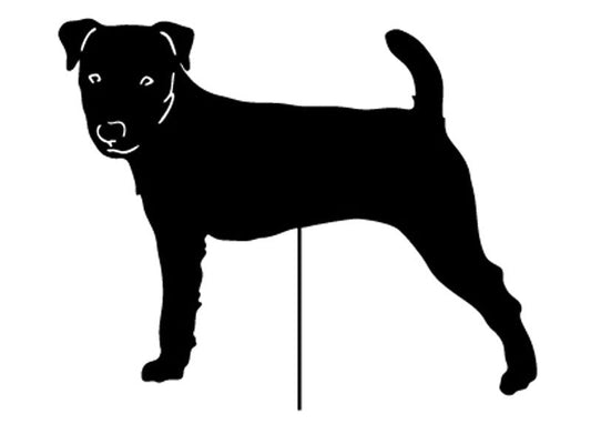 Jack Russell Terrier garden stake silhouette in black metal by Rustica Ornamentals on Tampa Home & Garden Store
