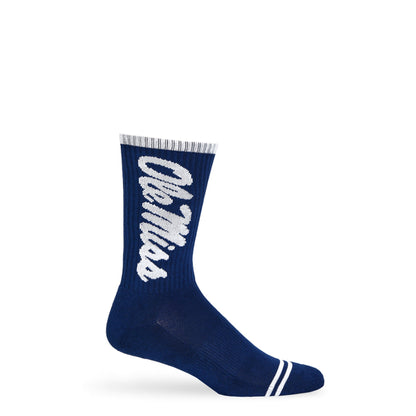 Jackson Casual Crew 3-Pack DeadSoxy licensed college crew socks in blue with white script logo on Tampa Home & Garden Store