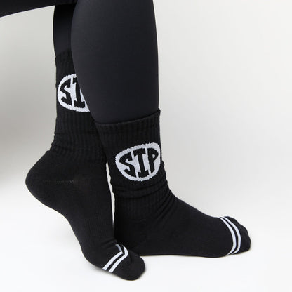 Jackson Casual Crew 3-Pack DeadSoxy black crew socks with white striped cuffs logo patch on Tampa Home & Garden Store