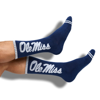 Jackson Casual Crew 3-Pack DeadSoxy blue collegiate crew socks with white stripes on Tampa Home & Garden Store