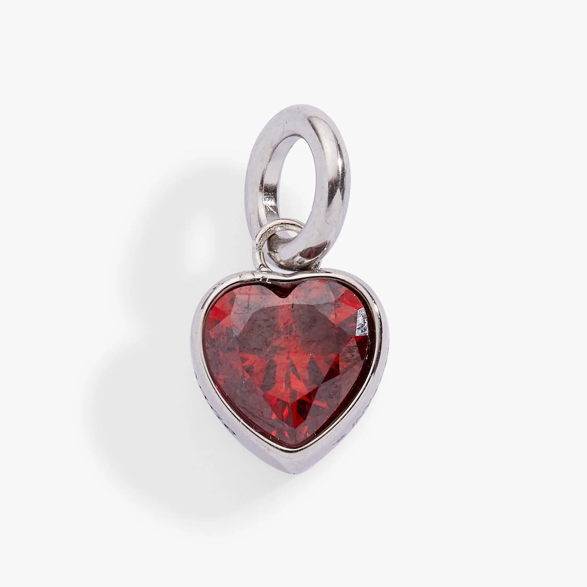 January Courage Heart Birthstone Charm pendant with red heart gem set in silver by ALEX AND ANI on Tampa Home & Garden Store