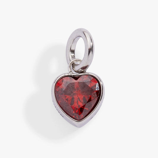 January Courage Heart Birthstone Charm pendant with red heart gem set in silver by ALEX AND ANI on Tampa Home & Garden Store