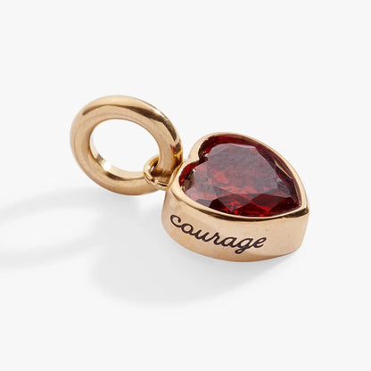 January Courage Birthstone Heart Charm pendant by Alex and Ani with red gemstone in goldtone on Tampa Home & Garden Store