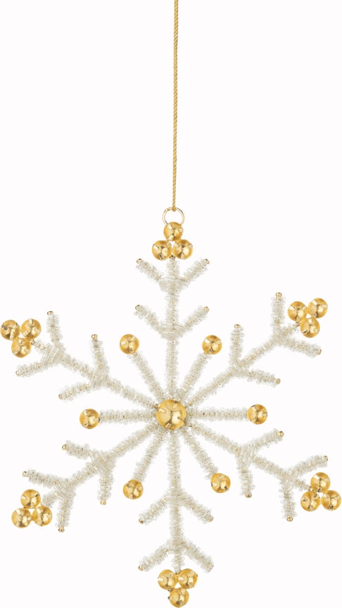 White Bead on Silver Wire Frame Snowflake Ornament - Tampa Home & Garden Store