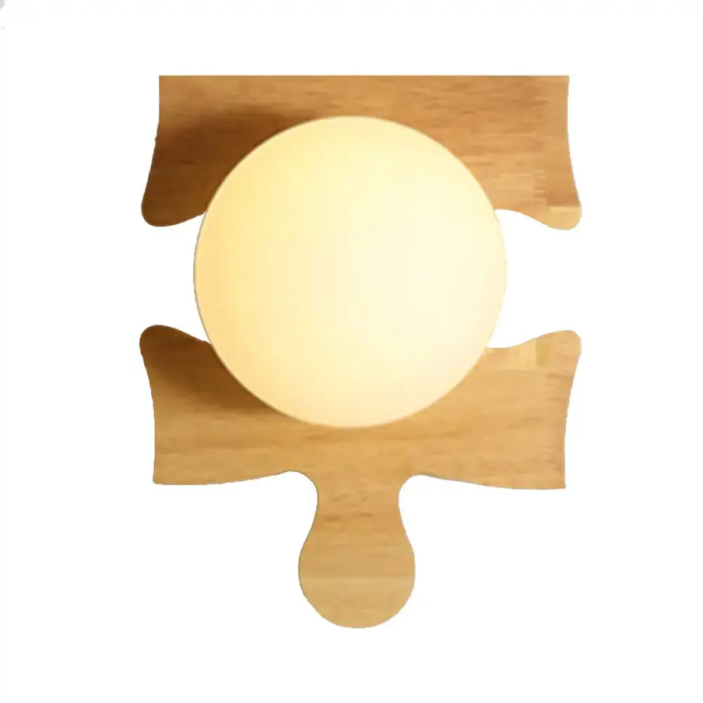 Wooden Puzzle Wall Light by Decorbites, natural wood, round globe glow on Tampa Home & Garden Store