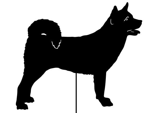Japanese Akita garden stake silhouette, black metal, Rustica Ornamentals lawn ornament on Tampa Home & Garden Store