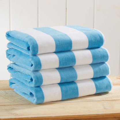 Cotton And Velour Cabana Stripe Beach Towel
