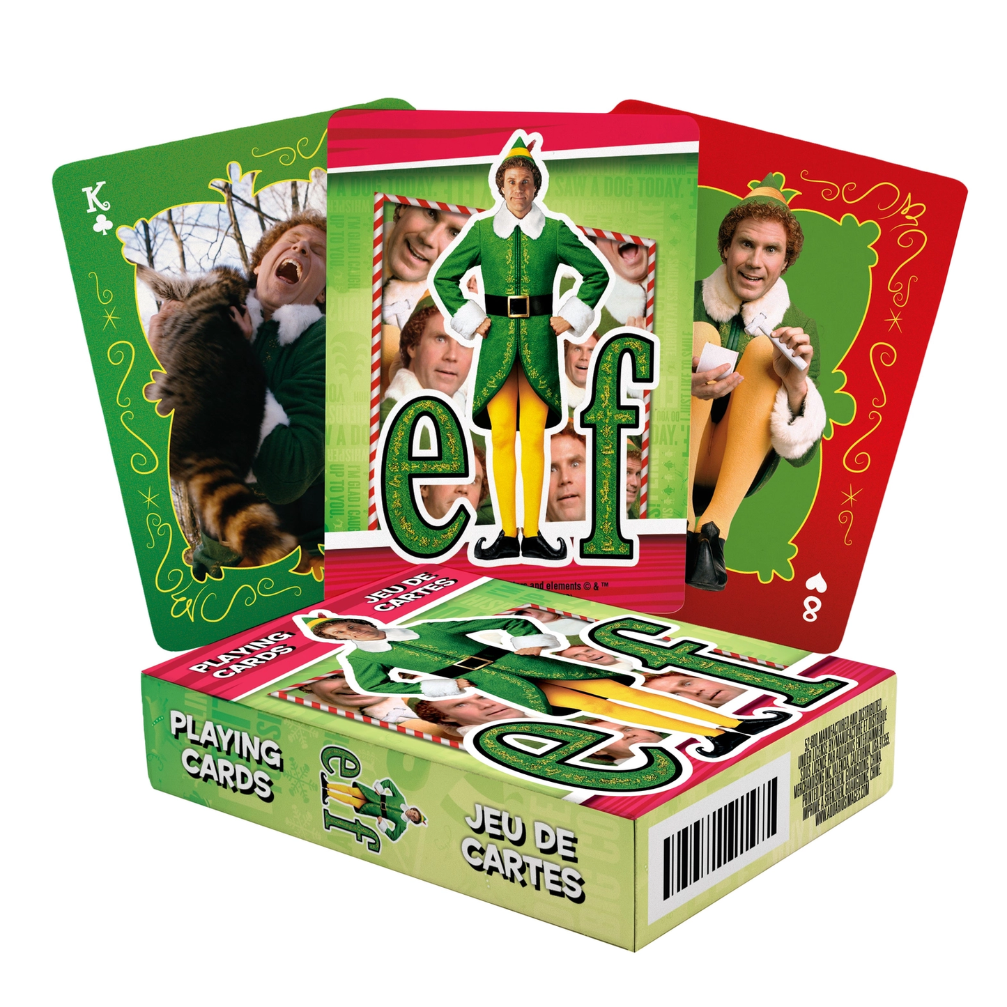 Elf Buddy Playing Cards deck by The Country Christmas Loft, green and red elf design on Tampa Home & Garden Store