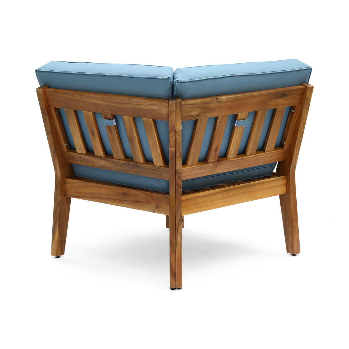 Grenada 8 Seater Acacia Wood Sectional Sofa Set teak frame blue cushions HouseOfZazla on Tampa Home & Garden Store