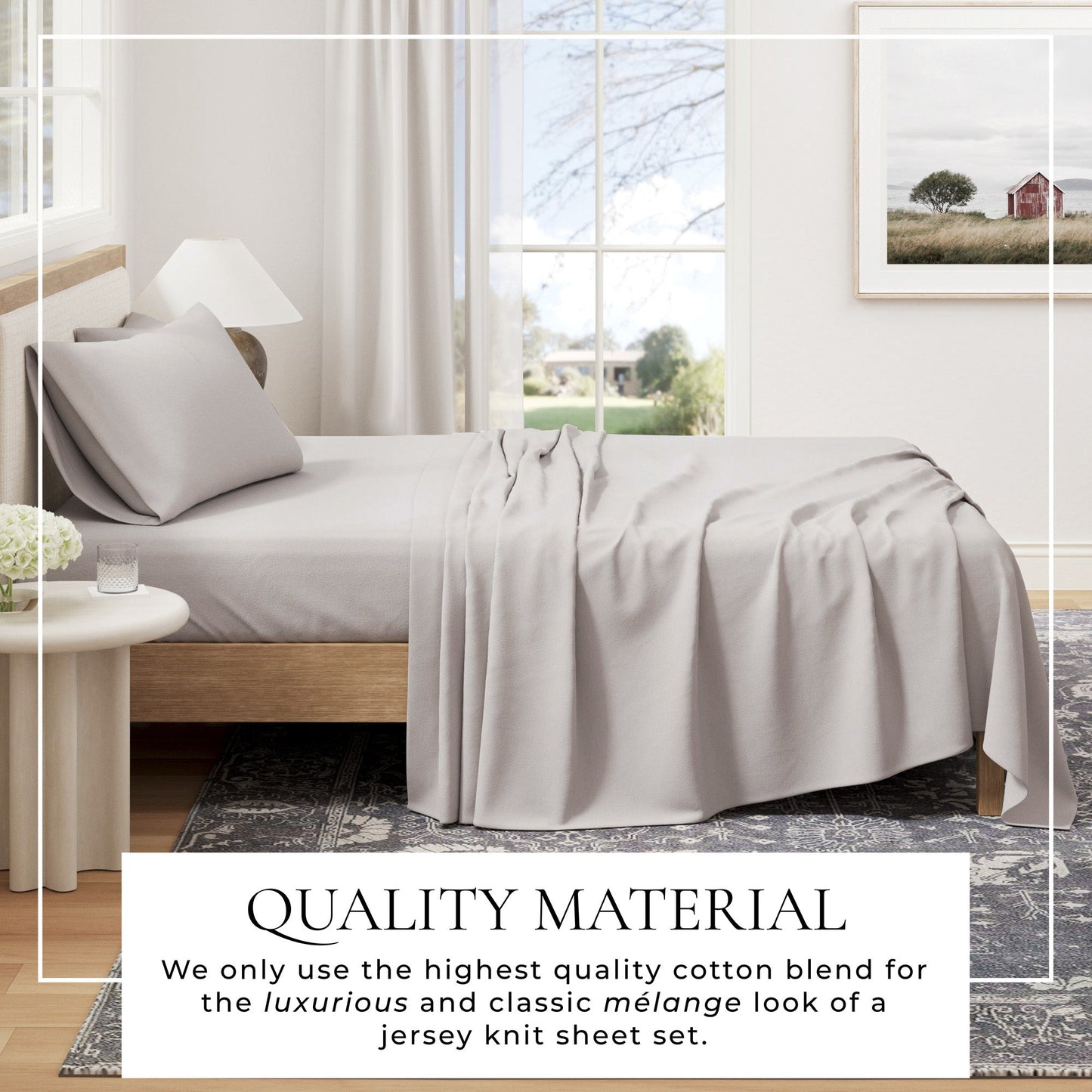 Heathered Jersey and Cotton Blend Bed Sheets