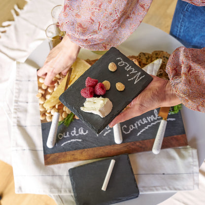 Set of 4 Slate Tapas Plates for a Snack and Drink