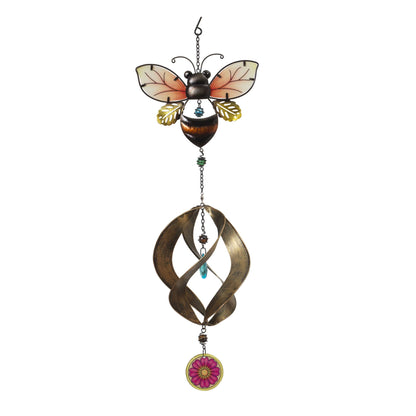 Amigo de jardín colgante de metal con hilandero - Abeja de miel