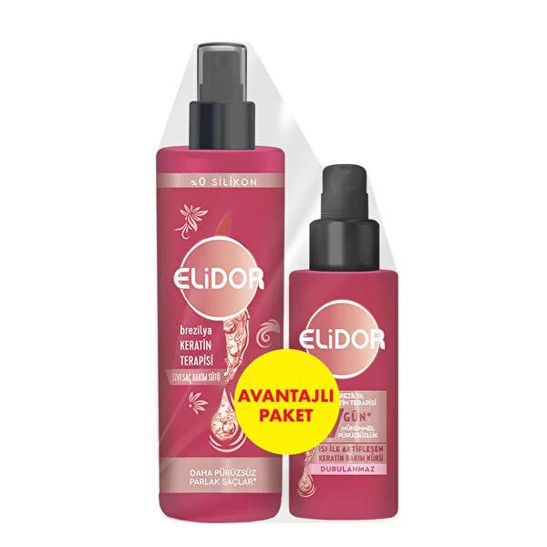 Elidor Brazilian Keratin Therapy conditioner set with two pink pump bottles on Tampa Home & Garden Store