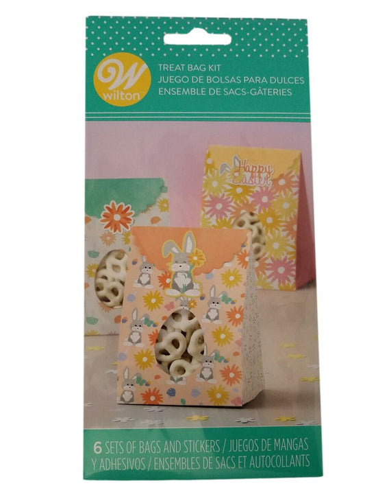 Paper Easter Bunny Flower Window Treat Bag Kit 6 Count