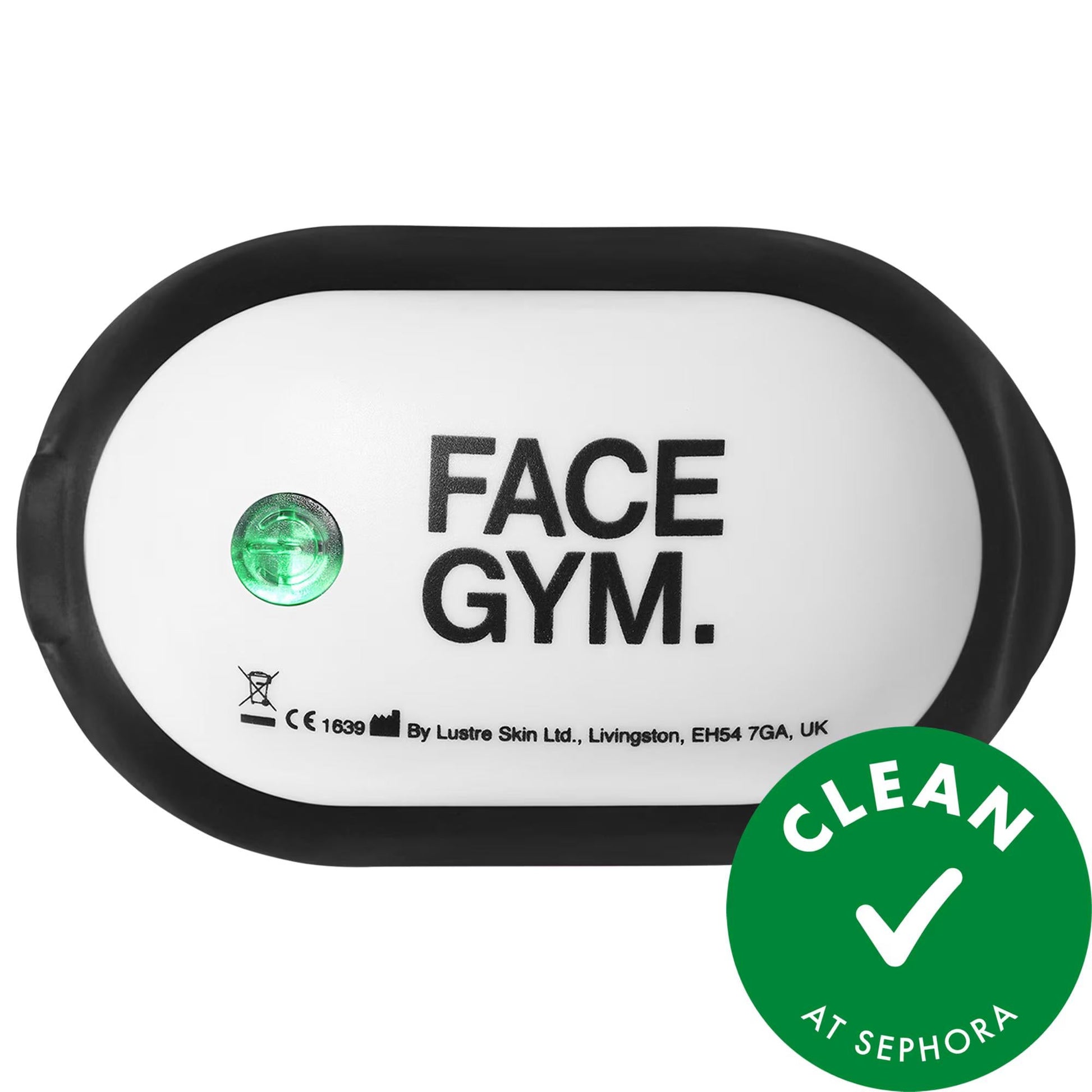 Acne Light Shot blue-light acne device, white unit with black rim, FACE GYM and green LED on Tampa Home & Garden Store
