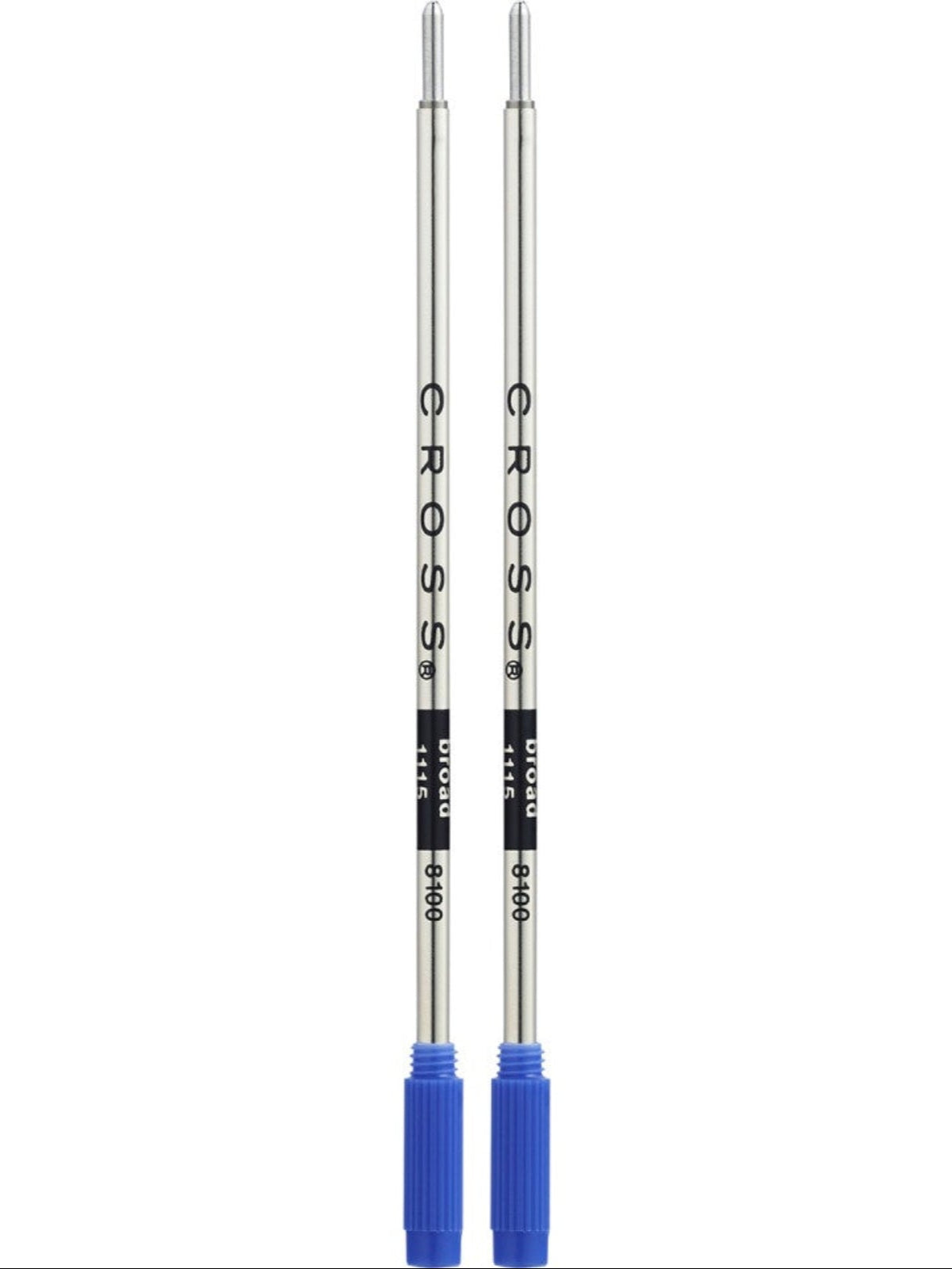 Cross blue broad-point ballpoint pen refills dual pack; two silver bodies with blue caps on Tampa Home & Garden Store