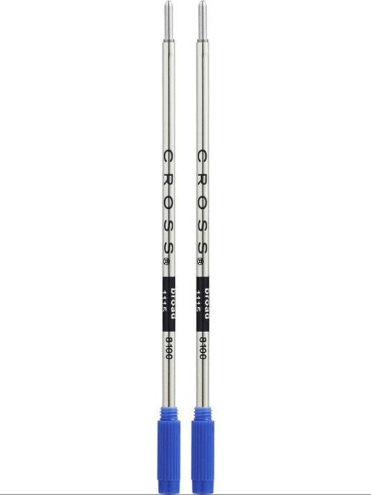 Cross blue broad-point ballpoint pen refills dual pack; two silver bodies with blue caps on Tampa Home & Garden Store