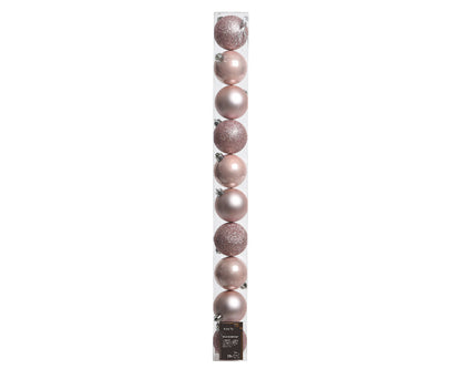 Elegant Assorted Shatterproof Ornaments - Set of 10 - Blush Pink
