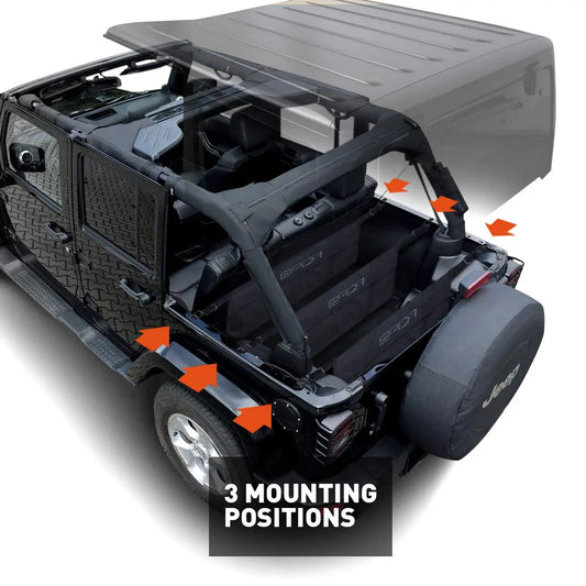 GPCA Cargo Organizer car gear for Jeep Wrangler interior with 3 mounting positions on Tampa Home & Garden Store