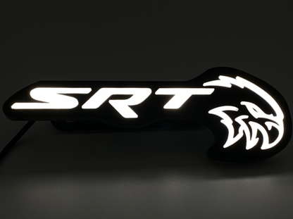 Jeep Trackhawk RGBW Flow Series LED Grill Emblem black housing with white SRT and eagle on Tampa Home & Garden Store