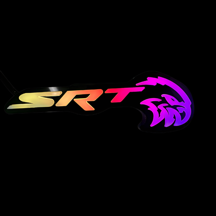 Jeep Trackhawk RGBW Flow Series LED Grill Emblem with rainbow gradient illumination on Tampa Home & Garden Store