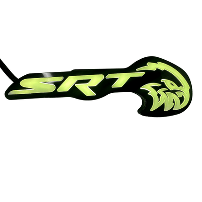 Jeep Trackhawk RGBW Flow Series LED grill emblem neon green SRT with tiger head on black base on Tampa Home & Garden Store