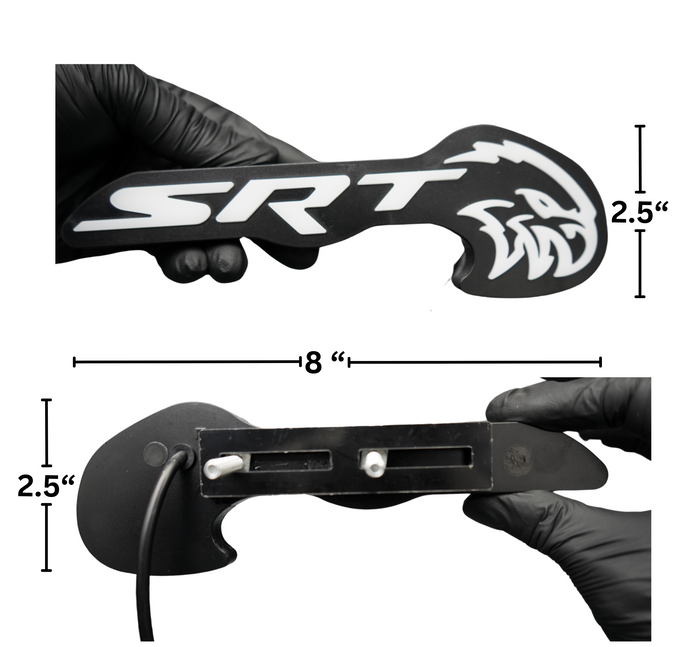 Jeep Trackhawk RGBW LED Grill Emblem black body with white SRT lettering and eagle 8 in long on Tampa Home & Garden Store