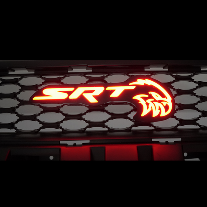 Jeep Trackhawk RGBW Flow Series LED Grill Emblem exterior red SRT logo with ram head on Tampa Home & Garden Store