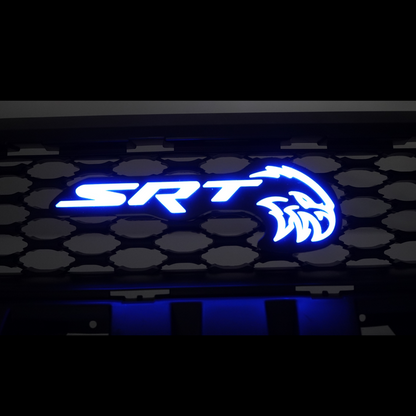 Jeep Trackhawk RGBW Flow Series LED Grill Emblem blue illuminated SRT logo and bulldog on Tampa Home & Garden Store