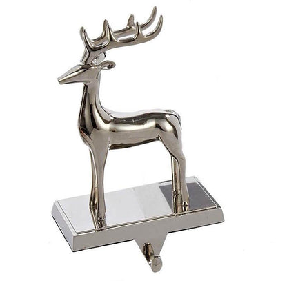 Silver metal reindeer stocking hanger by The Country Christmas Loft chrome finish on Tampa Home & Garden Store