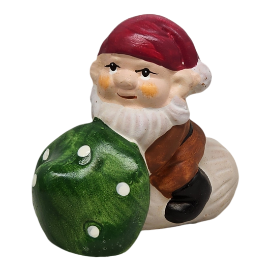 Terracotta Gnome with Mushroom - Green