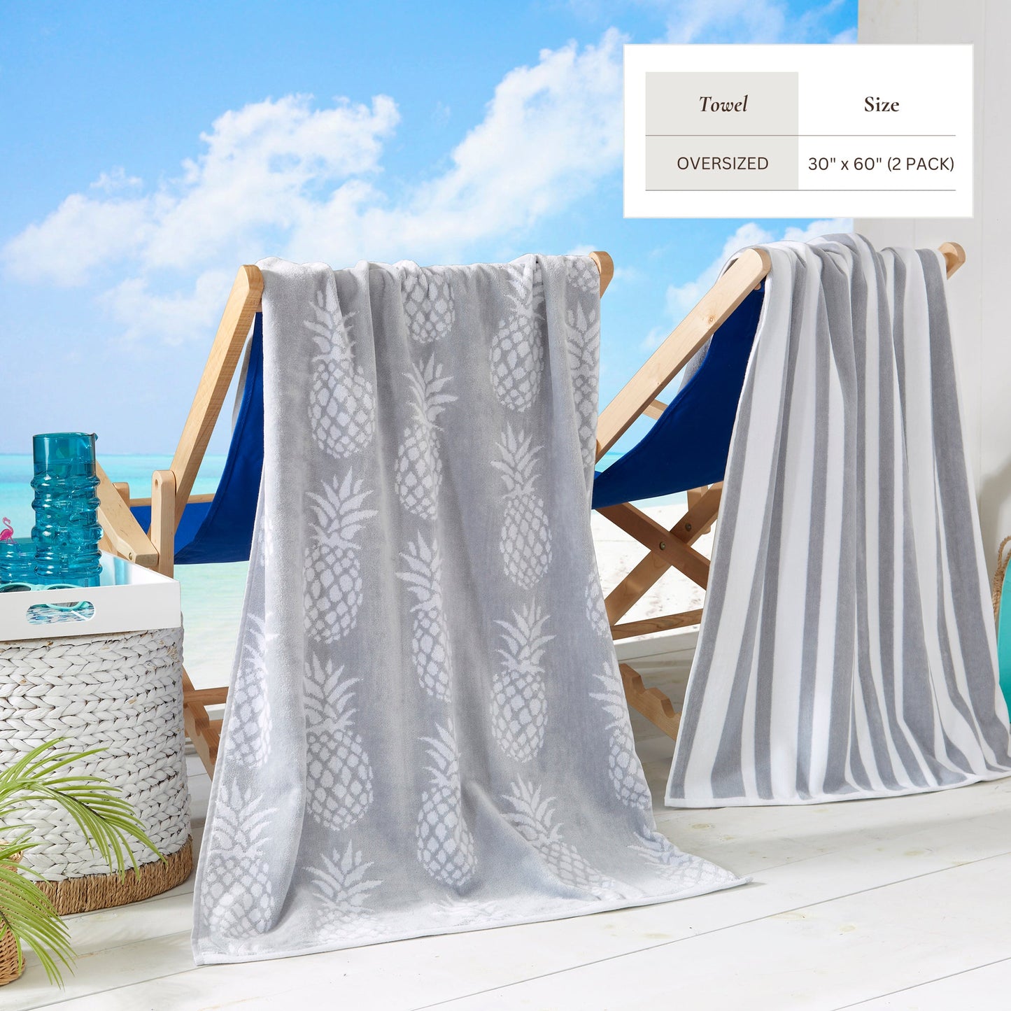 Velour Cotton Beach Towels and Maui Two Pack