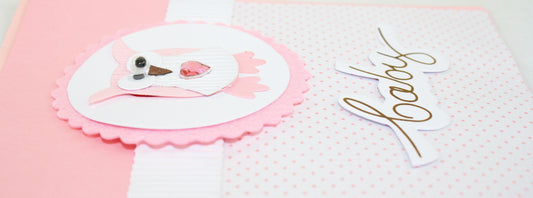 Handmade Embellished Welcome Baby Card - Pink Owl - Tampa Home & Garden Store