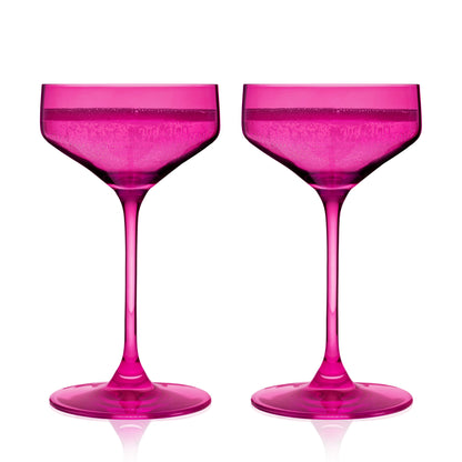 Nouveau Berry Crystal Coupe Cocktail Glasses
