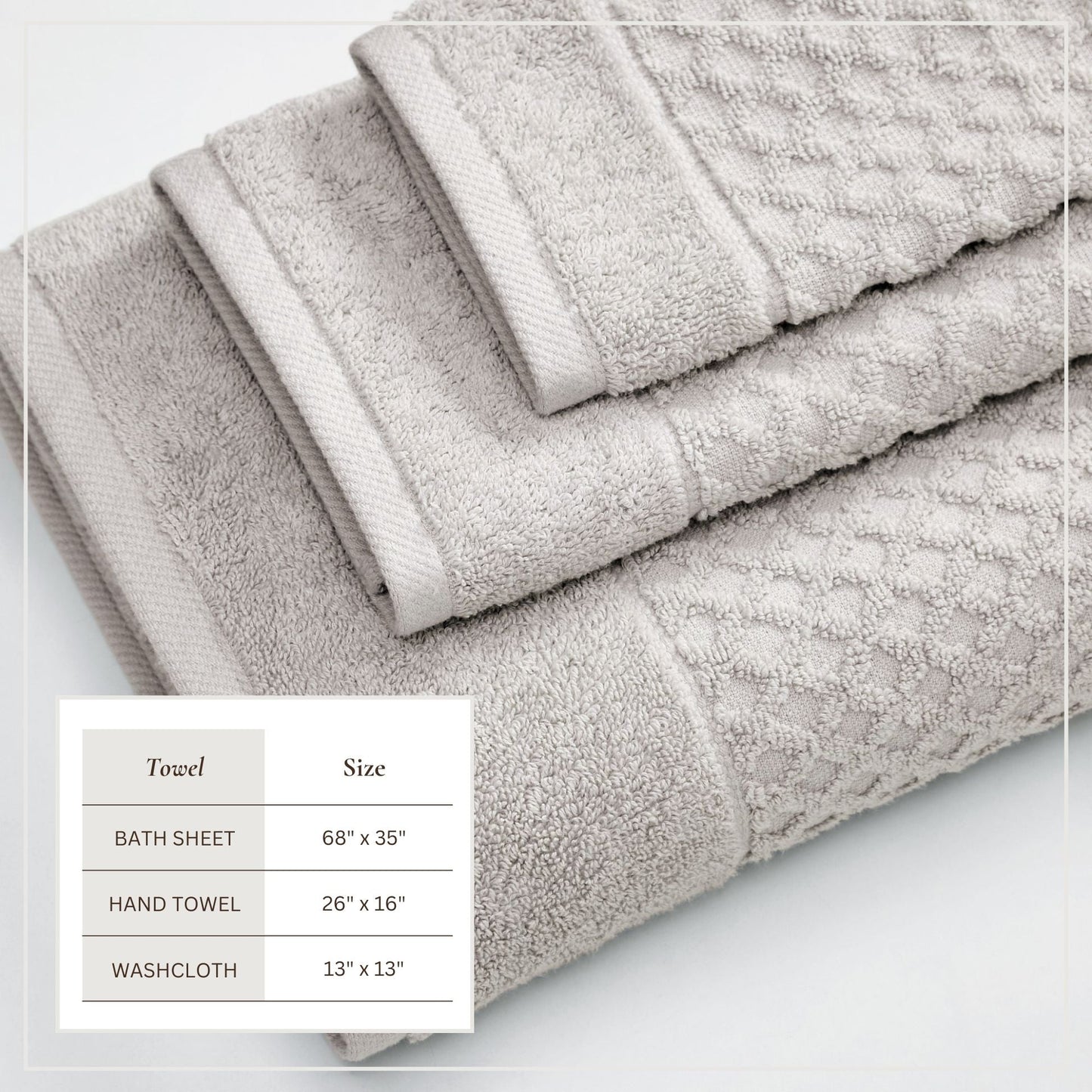 Cotton Diamond Waffle Weave Bath Towel Set